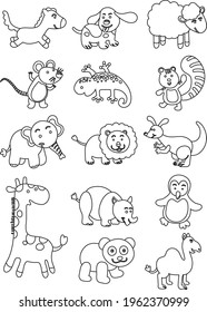 Drawing animals cartoon vector illustration. isolated background