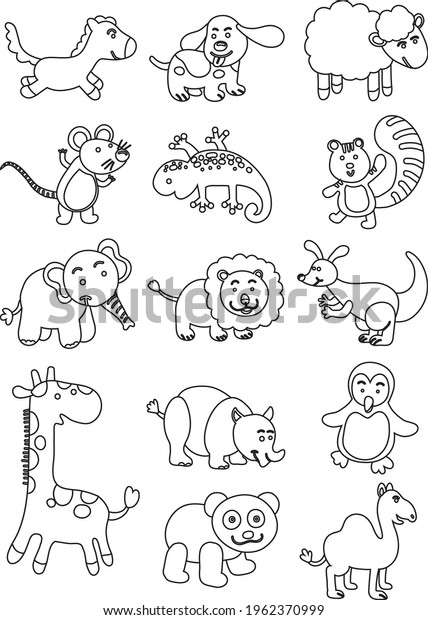 Drawing Animals Cartoon Vector Illustration Isolated Stock Vector ...