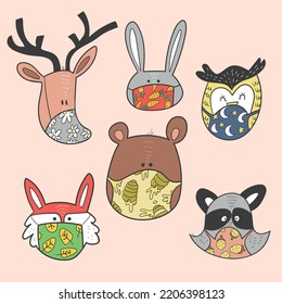 Drawing of animals with mask