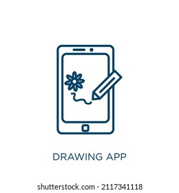 drawing app icon. Thin linear drawing app outline icon isolated on white background. Line vector drawing app sign, symbol for web and mobile