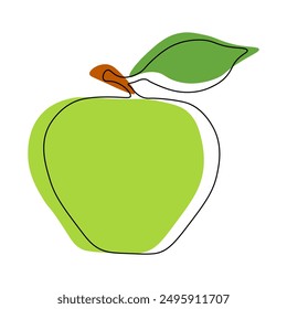 Drawing of an apple drawn with one continuous line
