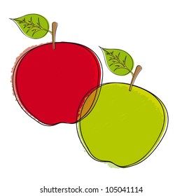drawing apple isolated over white background. vector