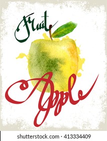 drawing apple. lettering