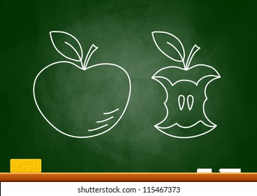 Drawing of apple on blackboard