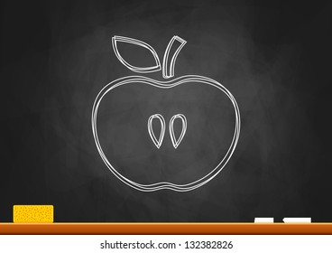 Drawing of apple on blackboard