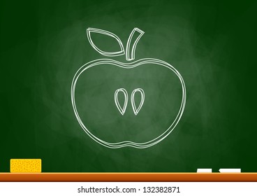 Drawing of apple on blackboard