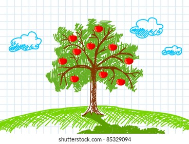 Drawing of apple-tree