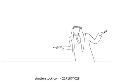 Drawing of arab business man doing a balance. Outline drawing style art
