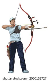 drawing archery sport, sport collection, art.illustration, vector