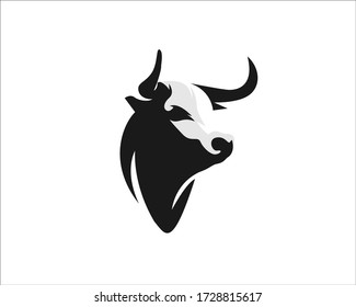 drawing art Black elegant head bull cow ox buffalo logo design inspiration