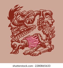 drawing art of digger creature made on hand draw vector style 