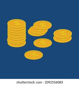 arte de dibujo, imagen de moneda en dólares sobre fondo azul oscuro, vector