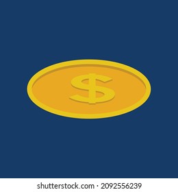 drawing art, dollar coin image on dark blue background, vector