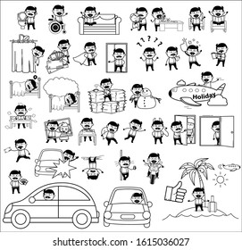 Drawing Art of Indian Man - Set of Concepts Vector illustrations