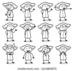 Drawing Art Office Lady Poses Set Stock Vector (Royalty Free ...