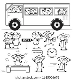 Drawing Art of Office Lady - Set of Concepts Vector illustrations
