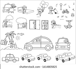 Drawing Art of Policeman Cop Character - Collection of Concepts Vector illustrations