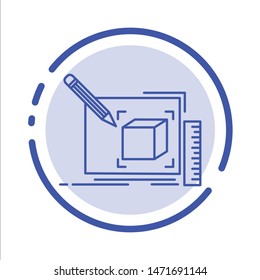 Drawing, Art, Sketch, Line, Pencil Blue Dotted Line Line Icon