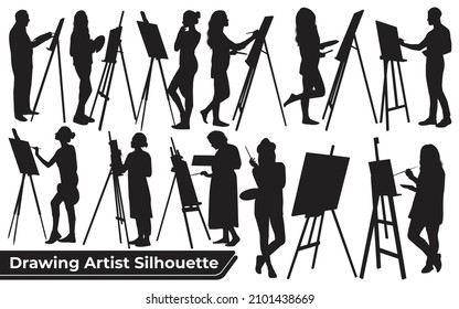 Drawing Artist Silhouette vector illustration