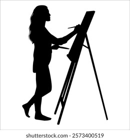 Drawing Artist Silhouette vector illustration