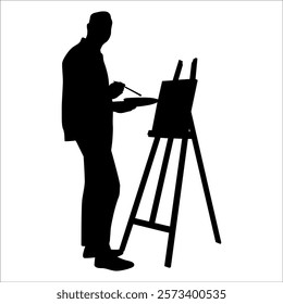 Drawing Artist Silhouette vector illustration