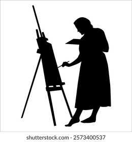 Drawing Artist Silhouette vector illustration