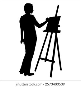 Drawing Artist Silhouette vector illustration