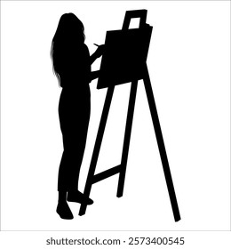 Drawing Artist Silhouette vector illustration