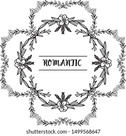 Drawing artwork of flower frame, for design elegant of card romantic. Vector