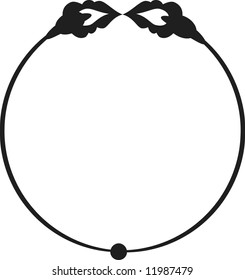 Drawing of Arum Lily frame elements with butterflies. One color.