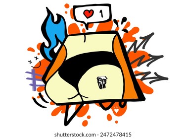 Drawing of ass wearing a bikini, vector illustration urban design, can use for t-shirt, hoodie , and more clothings apparel
 for art, postcards, abstract, advertising, business, finance.
