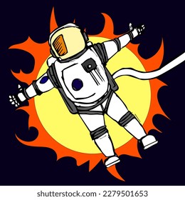 drawing of an astronaut in outer space.