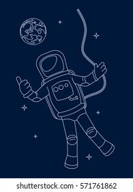 drawing the astronaut in an outer space a vector illustration