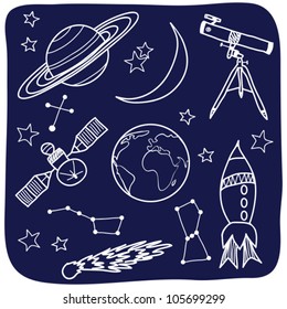 Drawing of astronomical objects - hand-drawn illustration