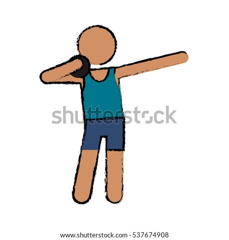 drawing athletic shot put ball throwing