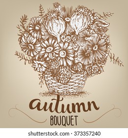 Drawing of autumn bouquet