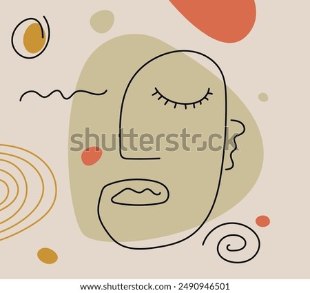 The drawing is avant-garde, in which the facial features of a person are recognizable. Abstraction drawing.