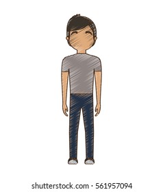 drawing avatar man tshirt and jeans standing vector illustration eps 10
