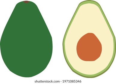 Drawing avocado front and back