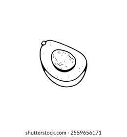 A drawing of an avocado on a white background