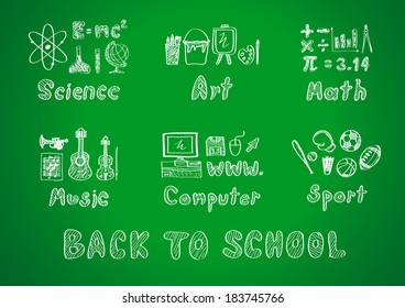 drawing of back to school, subject design, vector illustration