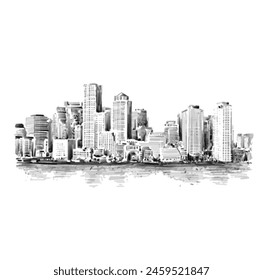 Drawing background of Boston skyline 