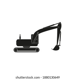 drawing of backhoe loader on white background