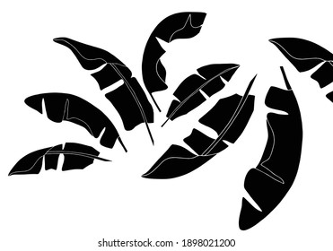 Drawing of banana leaf art with simple shapes. Abstract Art Designs for prints, covers, wallpapers, Minimalist and natural wall art. Vector illustration