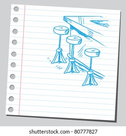 Dibujo de un bar y de los "sillones bar"