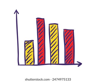 a drawing of a bar chart. Hand drawn style illustration for business and finance design element