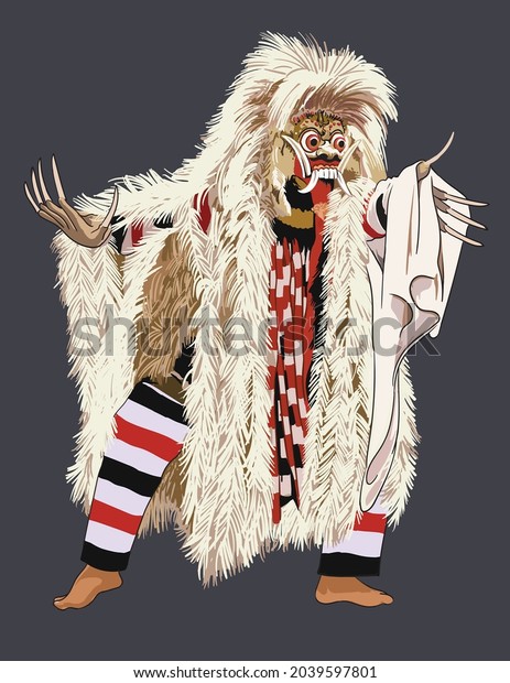 drawing barong dance, traditional dance of each\
country, art.illustration,\
vector