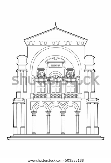 Drawing Baroque Theater Stock Vector Royalty Free