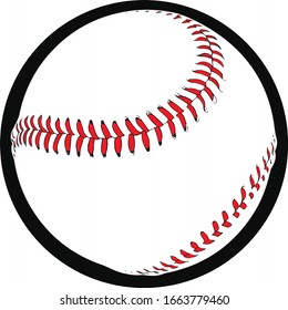 Drawing of a baseball ball with a red seam