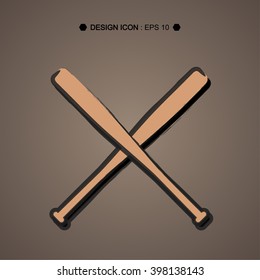 Drawing Baseball Crossed Bats Vector EPS10, Great for any use.